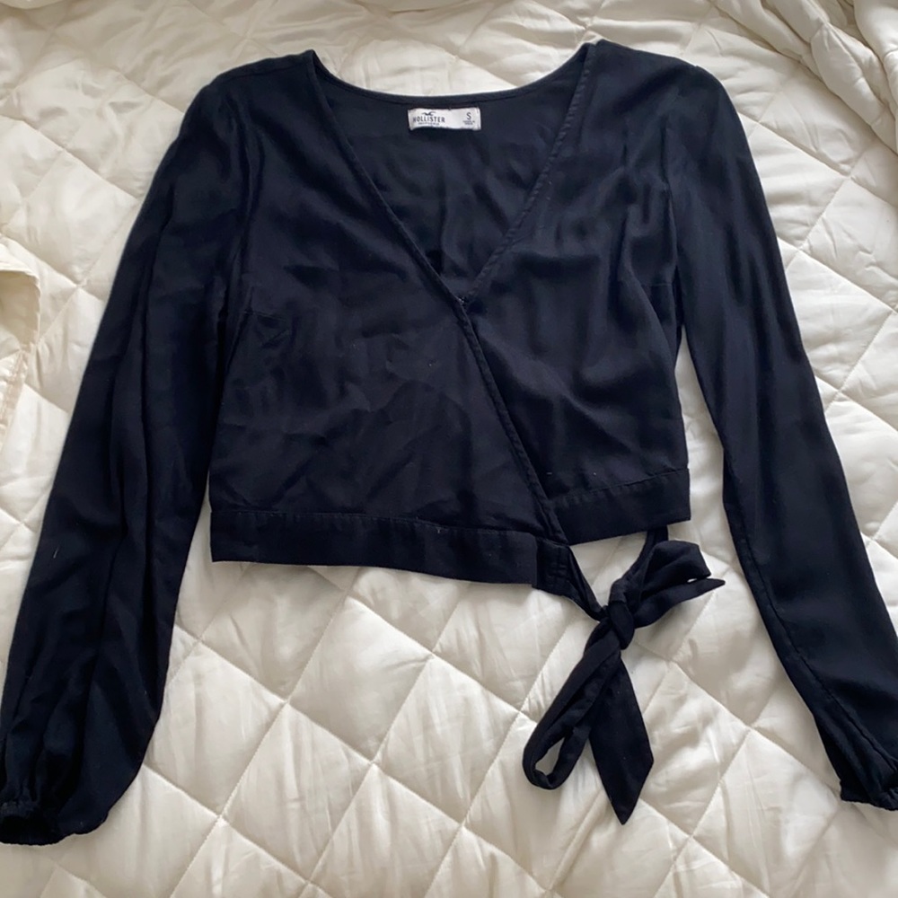 Black wrap crop top